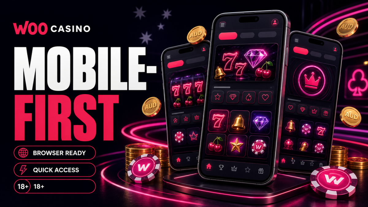 Woo Casino mobile lobby on iOS and Android